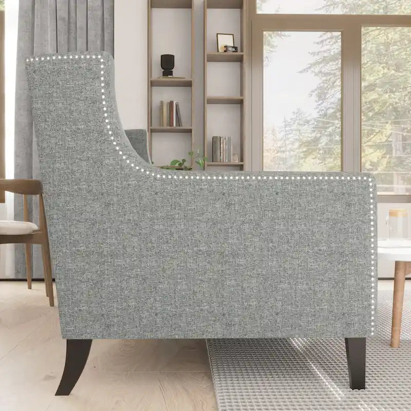 Grey Polyester 3-Seater Sofa with Tufted Back | Mid-Century Style