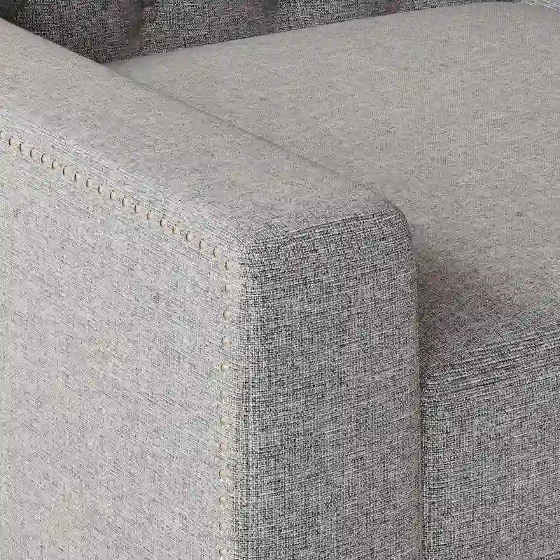 Grey Polyester 3-Seater Sofa with Tufted Back | Mid-Century Style