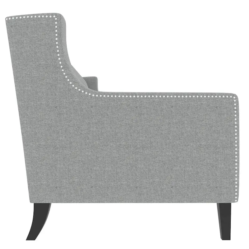 Grey Polyester 3-Seater Sofa with Tufted Back | Mid-Century Style