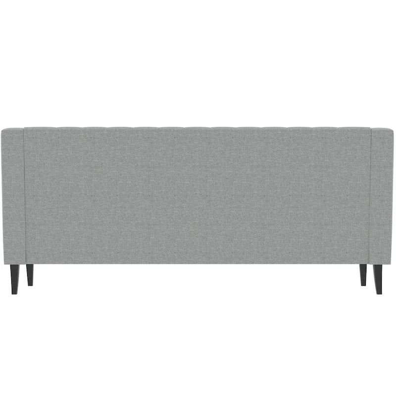 Grey Polyester 3-Seater Sofa with Tufted Back | Mid-Century Style