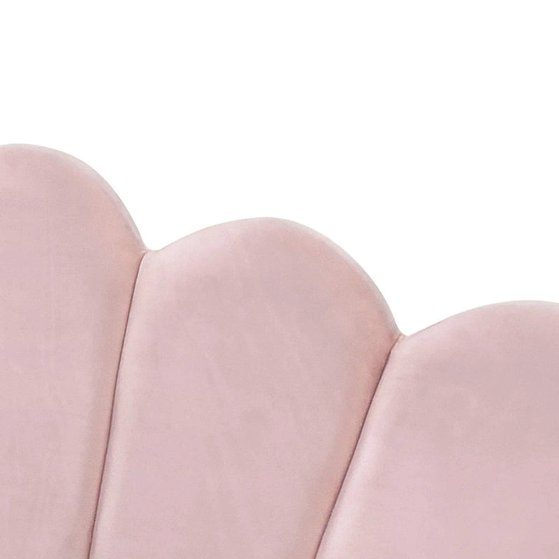 White / Pink Velvet Shell-Back Daybed with Trundle, Full Size, Sleeps 2