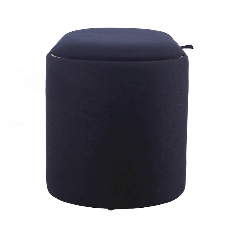 Black Linen Storage Ottoman with Reversible Tray Top, Seats 1