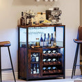 Wine Bar Cabinet with LED Light | Brown & Grey | Fits 1 | 27.2"W