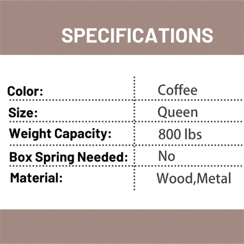 Brown/White Queen Platform Bed with LED Headboard & USB Charging – Fits 2