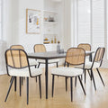 White / Black / Green Armless Dining Chair, Rattan Back & Boucle Seat, Set of 2 / 4 / 6