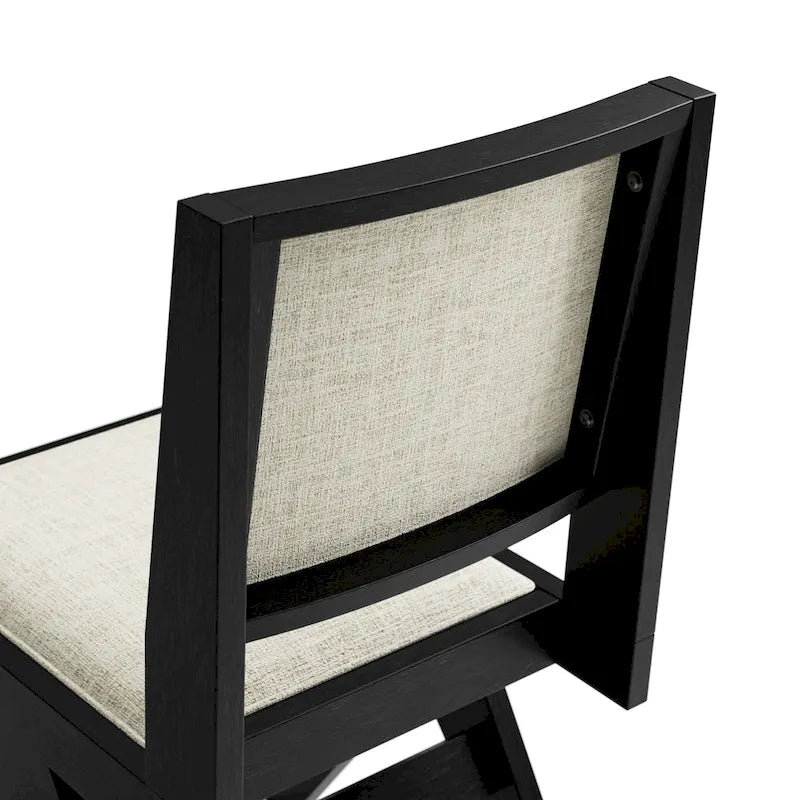 Black 7-Piece Round Dining Set, Seats 6, Mid-Century Modern Style