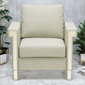 Cream White & Orange Velvet Accent Chair, Single Seat, Removable Cushions & Metal Legs