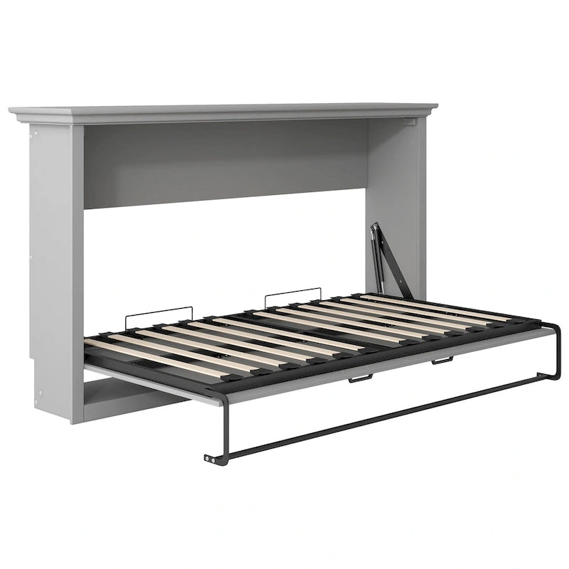 Grey Twin Murphy Wall Bed, Space-Saving Fold-Down Bed for 1 Person