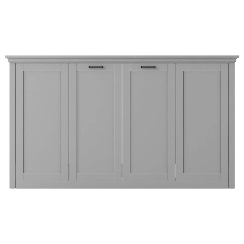 Grey Twin Murphy Wall Bed, Space-Saving Fold-Down Bed for 1 Person