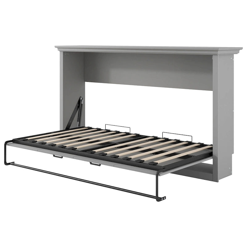 Grey Twin Murphy Wall Bed, Space-Saving Fold-Down Bed for 1 Person