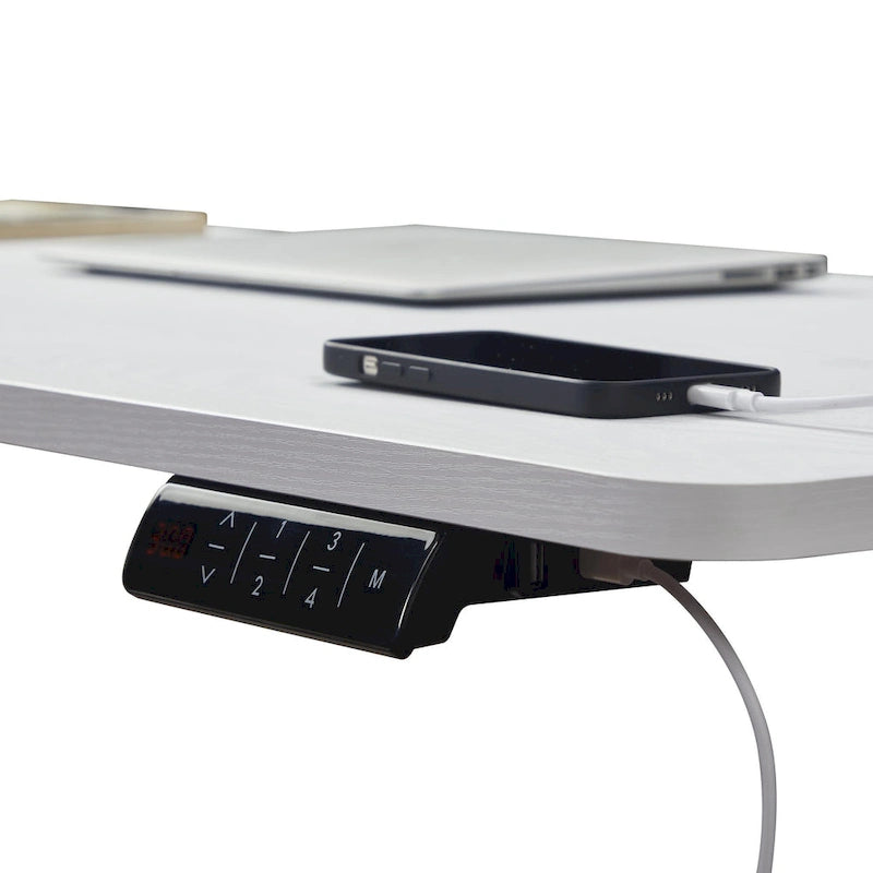 White 55" Electric Height-Adjustable Standing Desk – Sit/Stand, 1–2 Person