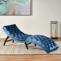 Tufted Velvet Chaise Lounge – Dark Brown Legs, 1-Person