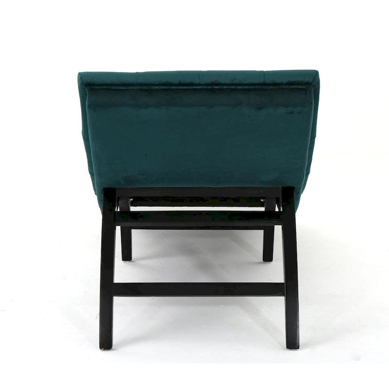 Tufted Velvet Chaise Lounge – Dark Brown Legs, 1-Person