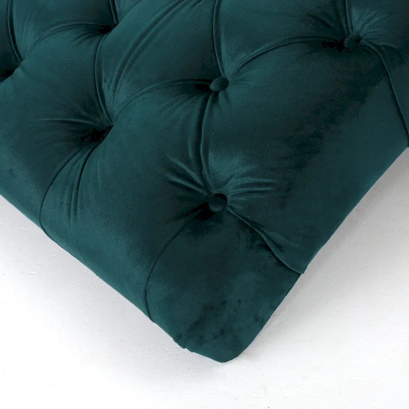 Tufted Velvet Chaise Lounge – Dark Brown Legs, 1-Person