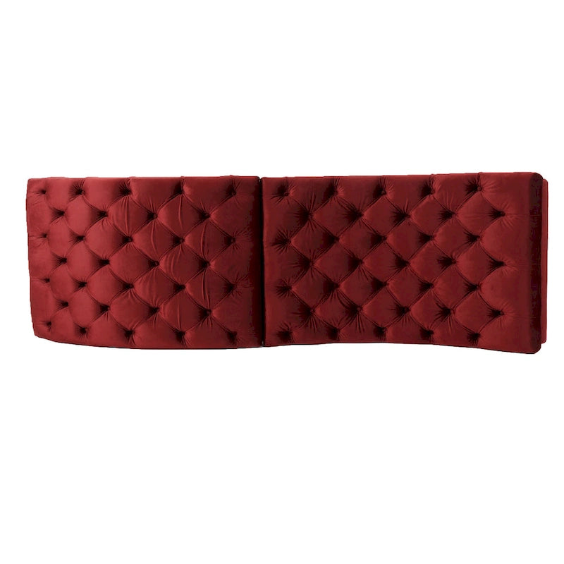 Tufted Velvet Chaise Lounge – Dark Brown Legs, 1-Person
