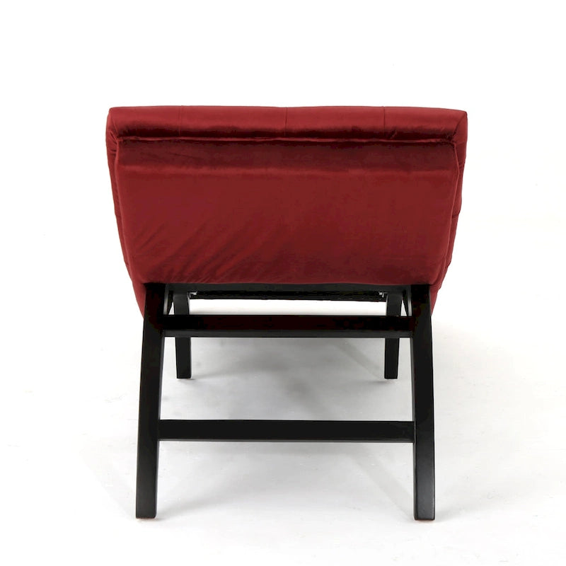 Tufted Velvet Chaise Lounge – Dark Brown Legs, 1-Person