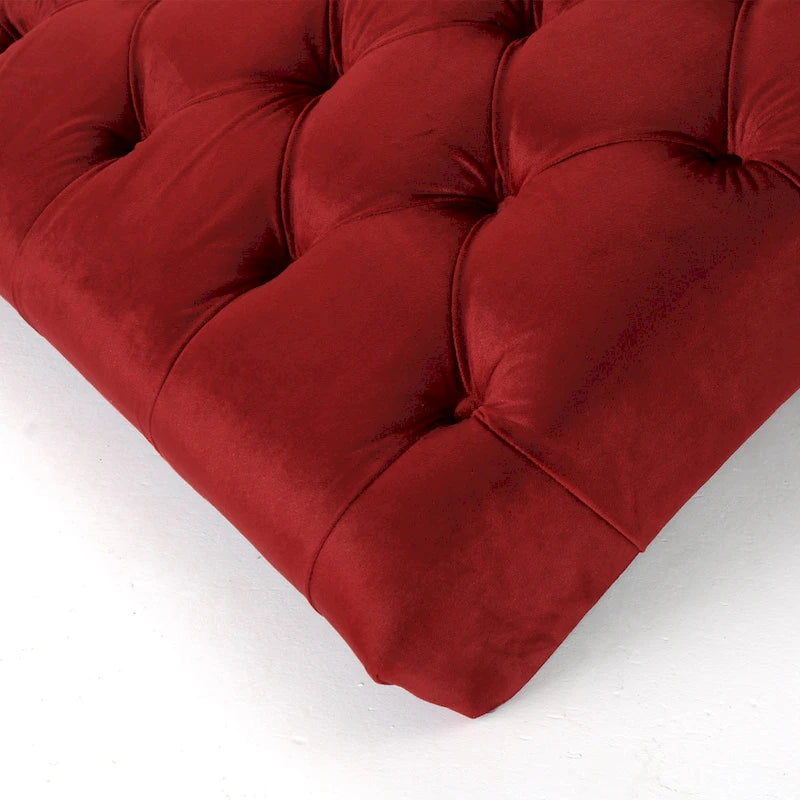 Tufted Velvet Chaise Lounge – Dark Brown Legs, 1-Person