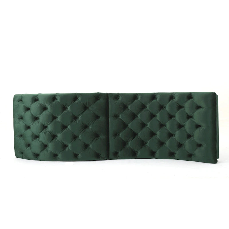 Tufted Velvet Chaise Lounge – Dark Brown Legs, 1-Person