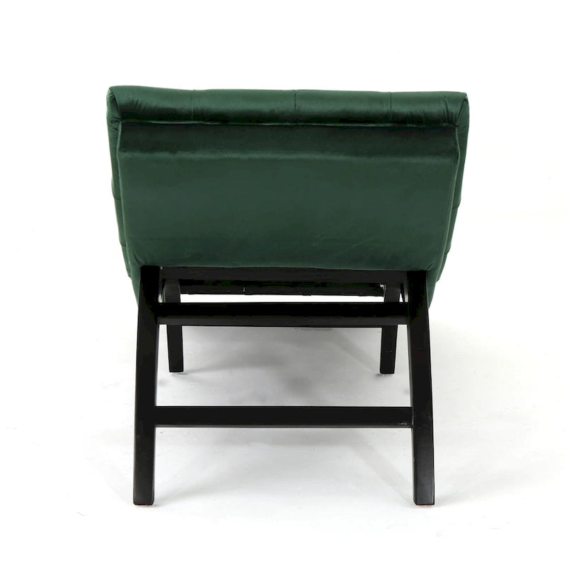 Tufted Velvet Chaise Lounge – Dark Brown Legs, 1-Person