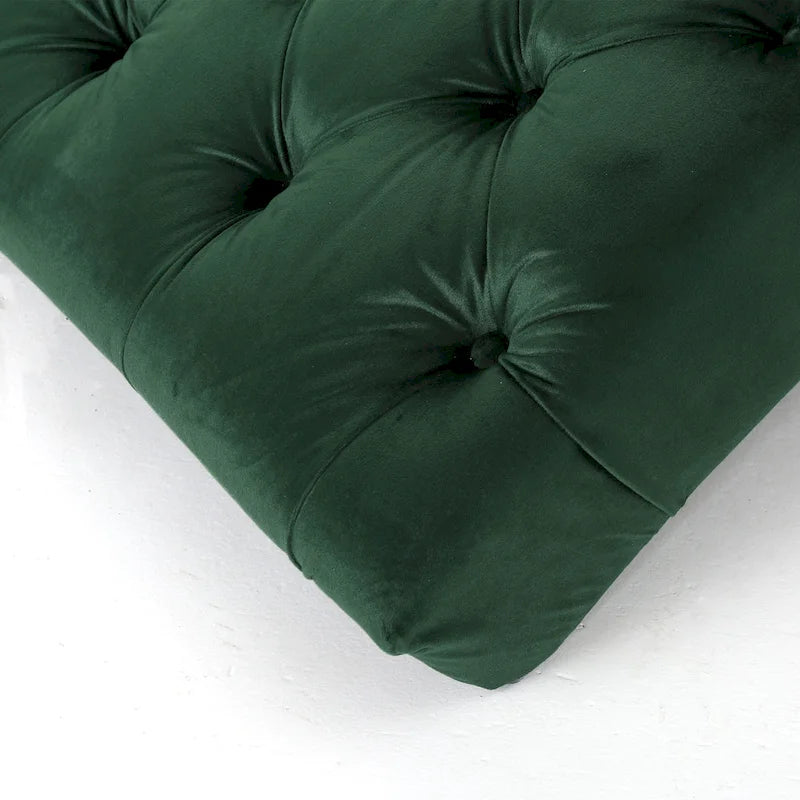 Tufted Velvet Chaise Lounge – Dark Brown Legs, 1-Person