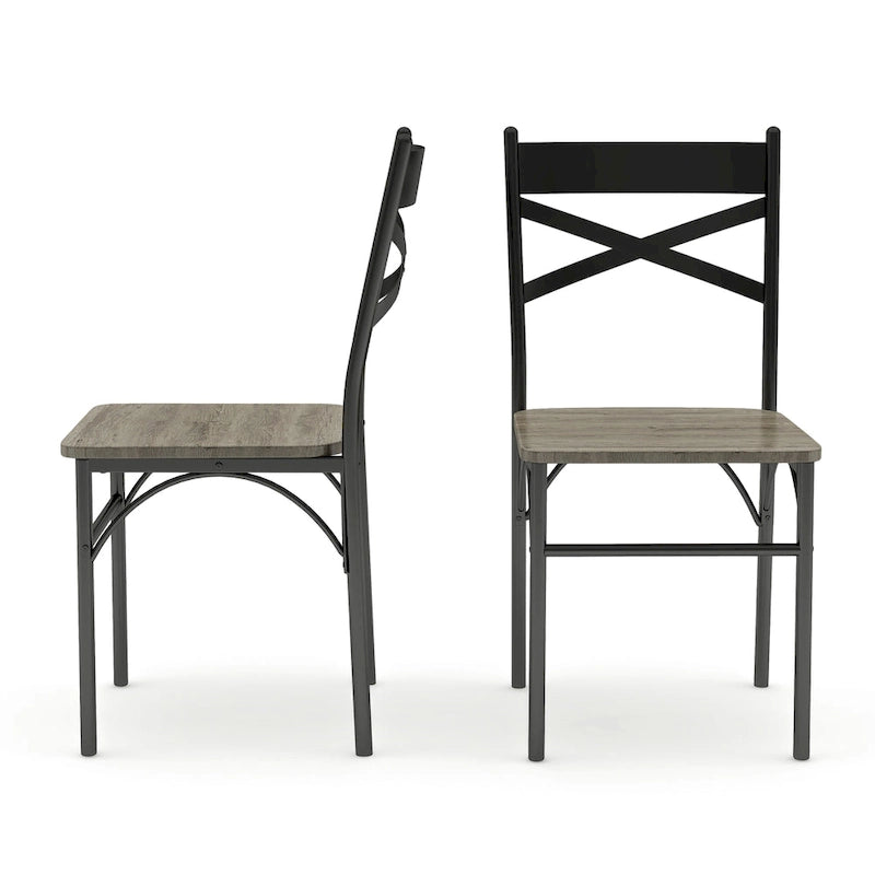 Natural/Dark Bronze Cross-Back 4-Person Dining Set