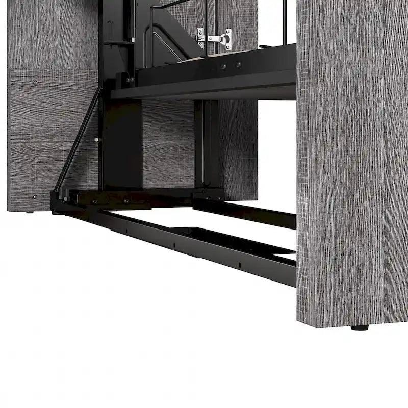 White & Walnut Grey / Bark Gray & Graphite Queen Wall Bed with Shelves, 2-Person