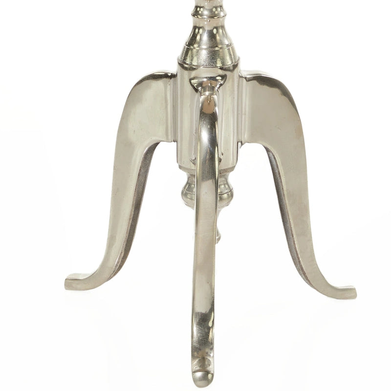 Silver Aluminum Accent Table – Hammered Top, Scroll Legs, 15W x 15L x 22H