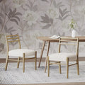 Light Ash Ladder-Back Upholstered Dining Chair, Farmhouse Style, Set of 2