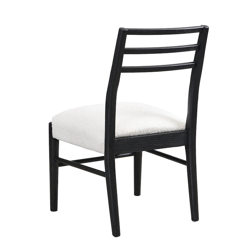 Light Ash Ladder-Back Upholstered Dining Chair, Farmhouse Style, Set of 2
