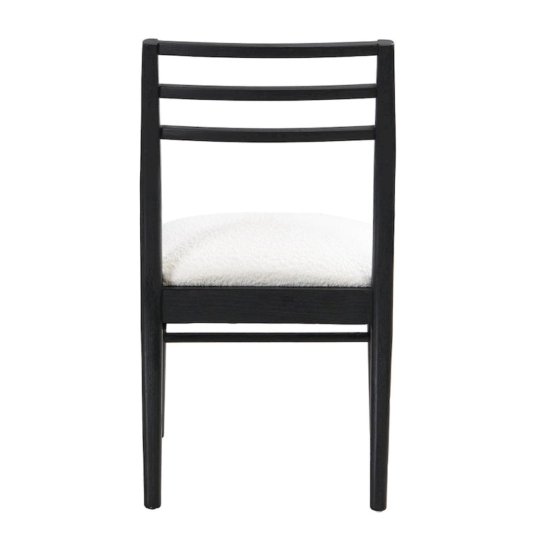 Light Ash Ladder-Back Upholstered Dining Chair, Farmhouse Style, Set of 2