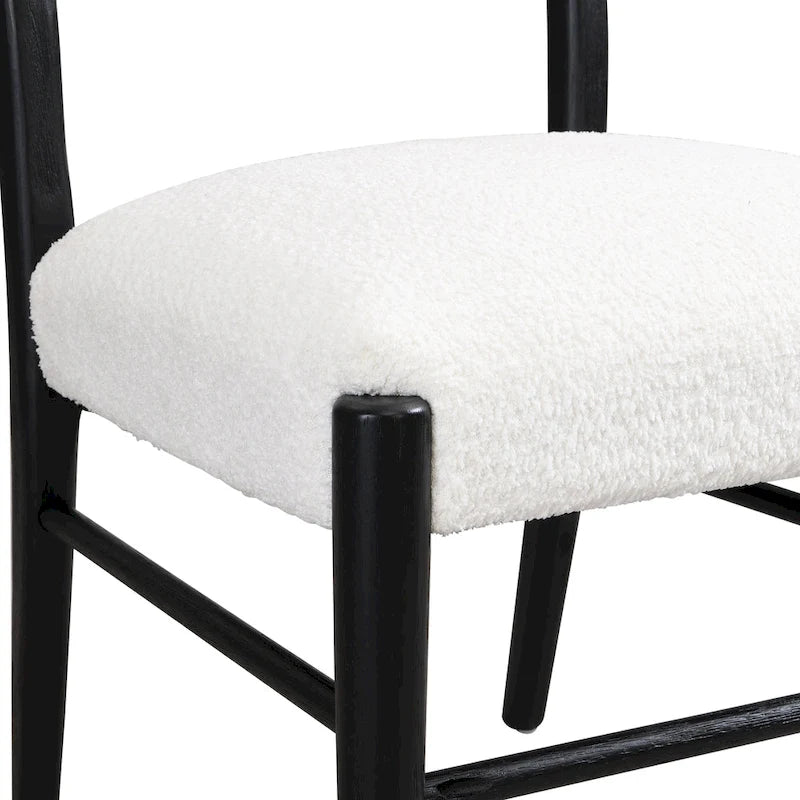 Light Ash Ladder-Back Upholstered Dining Chair, Farmhouse Style, Set of 2