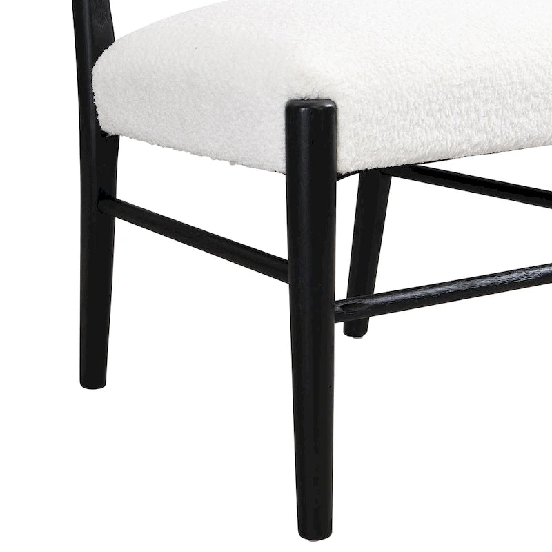 Light Ash Ladder-Back Upholstered Dining Chair, Farmhouse Style, Set of 2