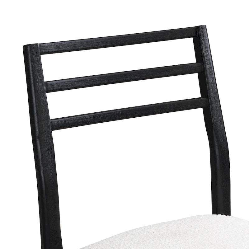 Light Ash Ladder-Back Upholstered Dining Chair, Farmhouse Style, Set of 2