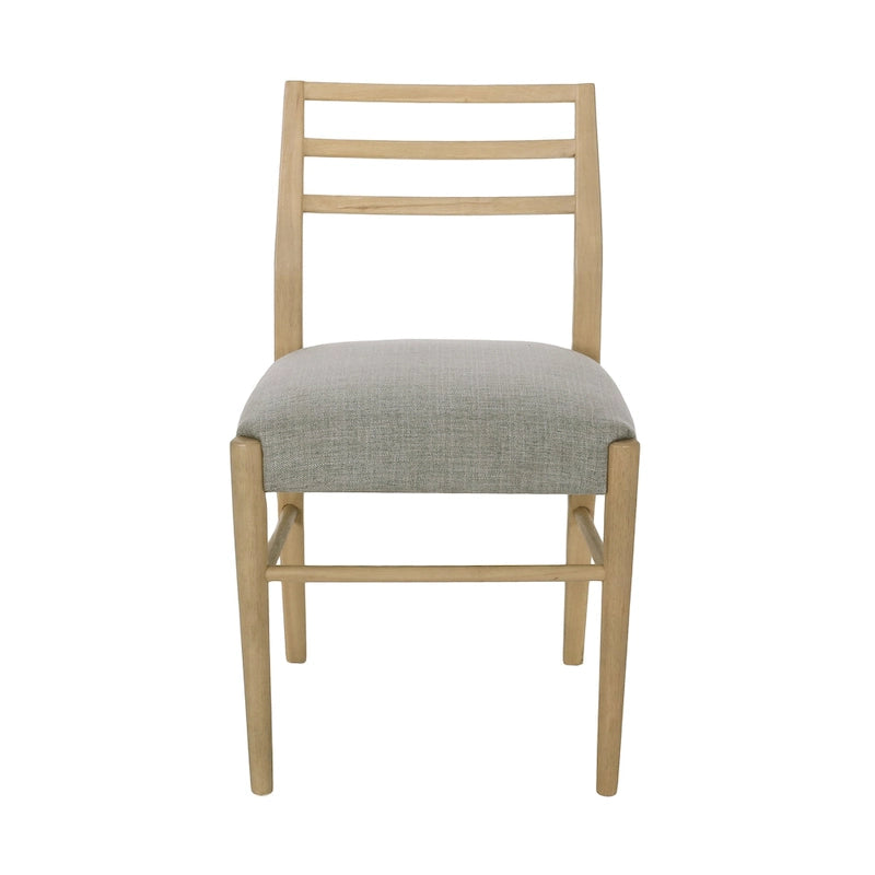 Light Ash Ladder-Back Upholstered Dining Chair, Farmhouse Style, Set of 2