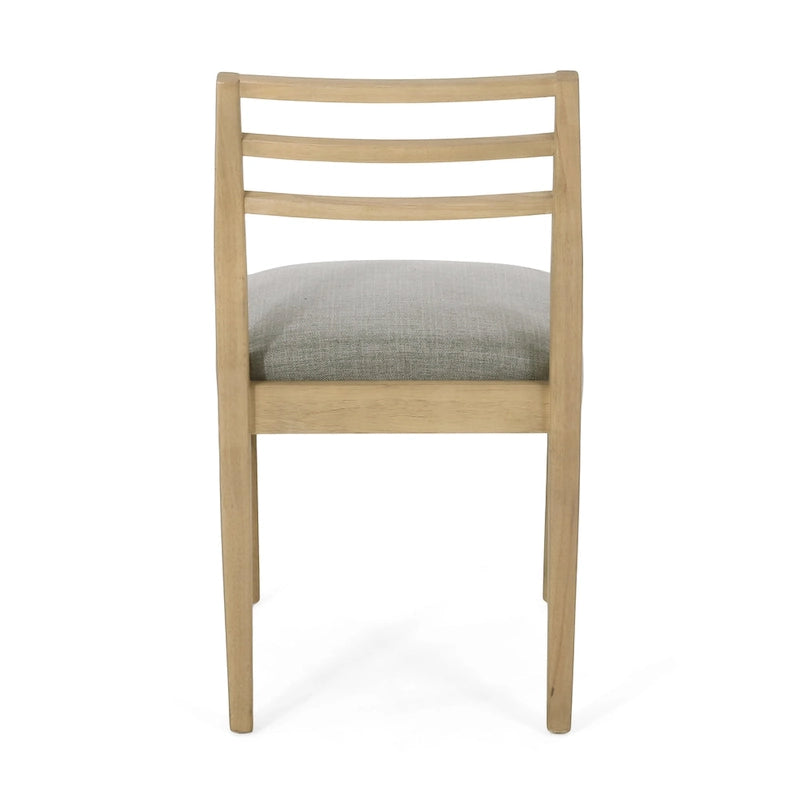 Light Ash Ladder-Back Upholstered Dining Chair, Farmhouse Style, Set of 2
