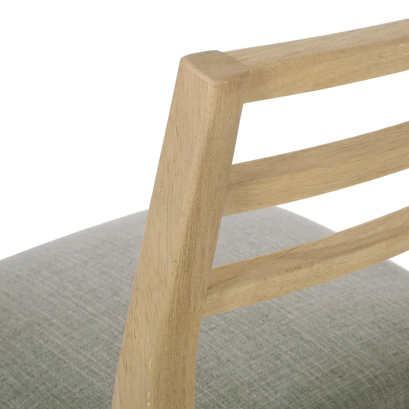 Light Ash Ladder-Back Upholstered Dining Chair, Farmhouse Style, Set of 2