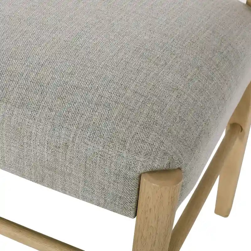 Light Ash Ladder-Back Upholstered Dining Chair, Farmhouse Style, Set of 2