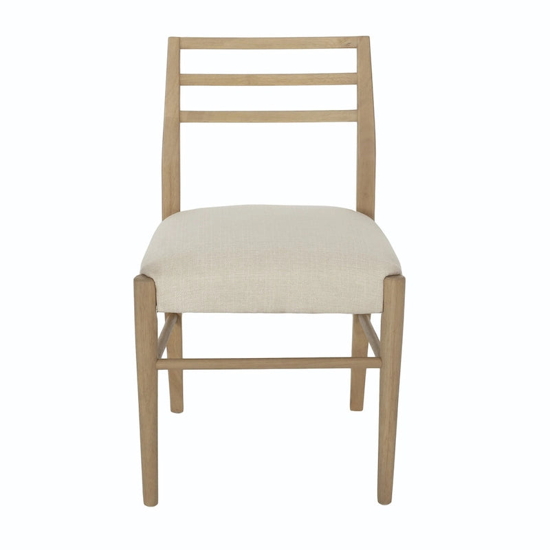 Light Ash Ladder-Back Upholstered Dining Chair, Farmhouse Style, Set of 2