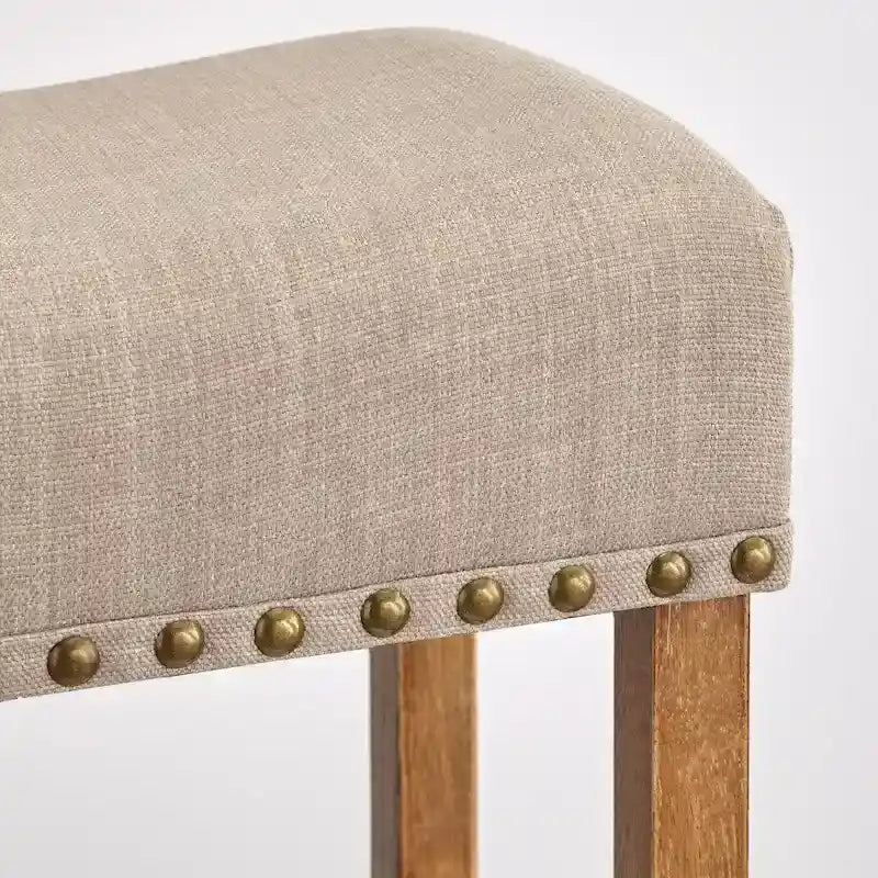 Brown Nailhead Counter Height Saddle Stool, Set of 2