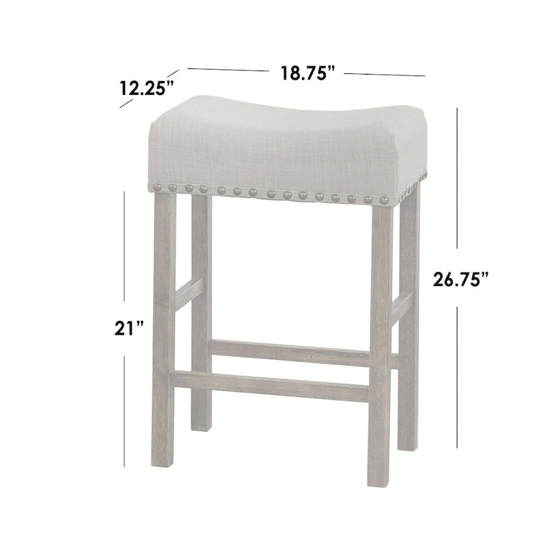 Brown Nailhead Counter Height Saddle Stool, Set of 2