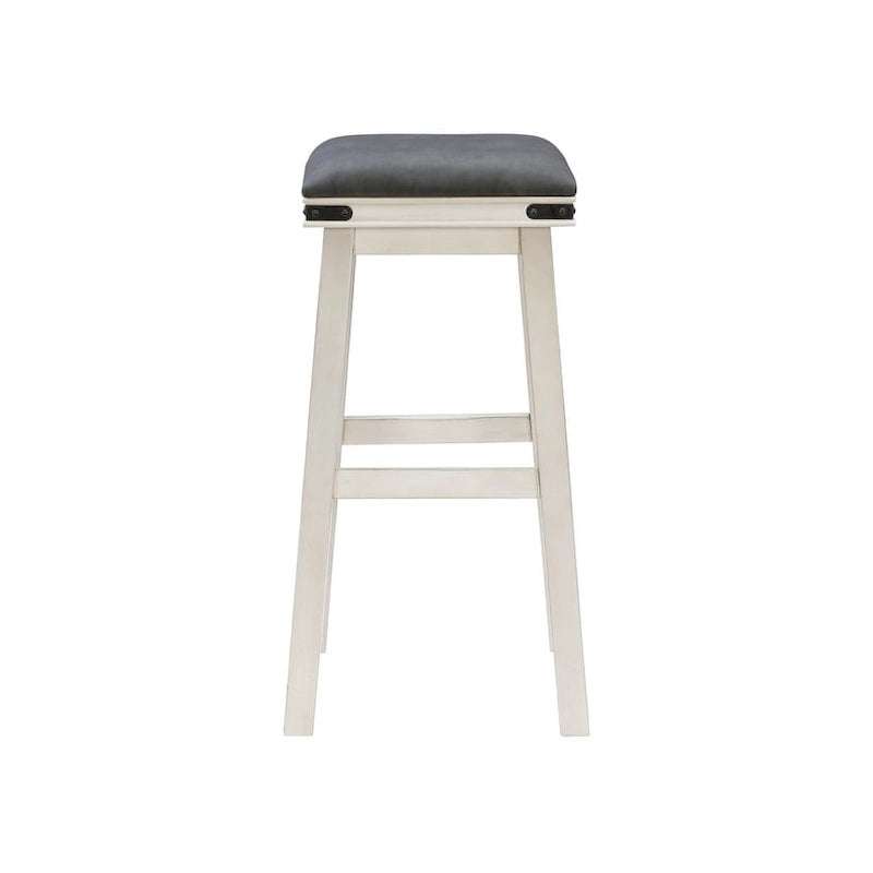 Off-white / Brown Backless Barstool with Faux Leather Seat, Seats 1