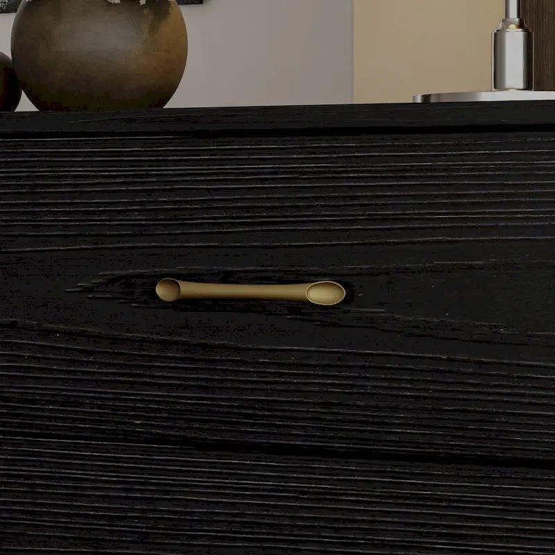 9-Drawer Dresser, Black/White, Gold Handles, for 1 Person