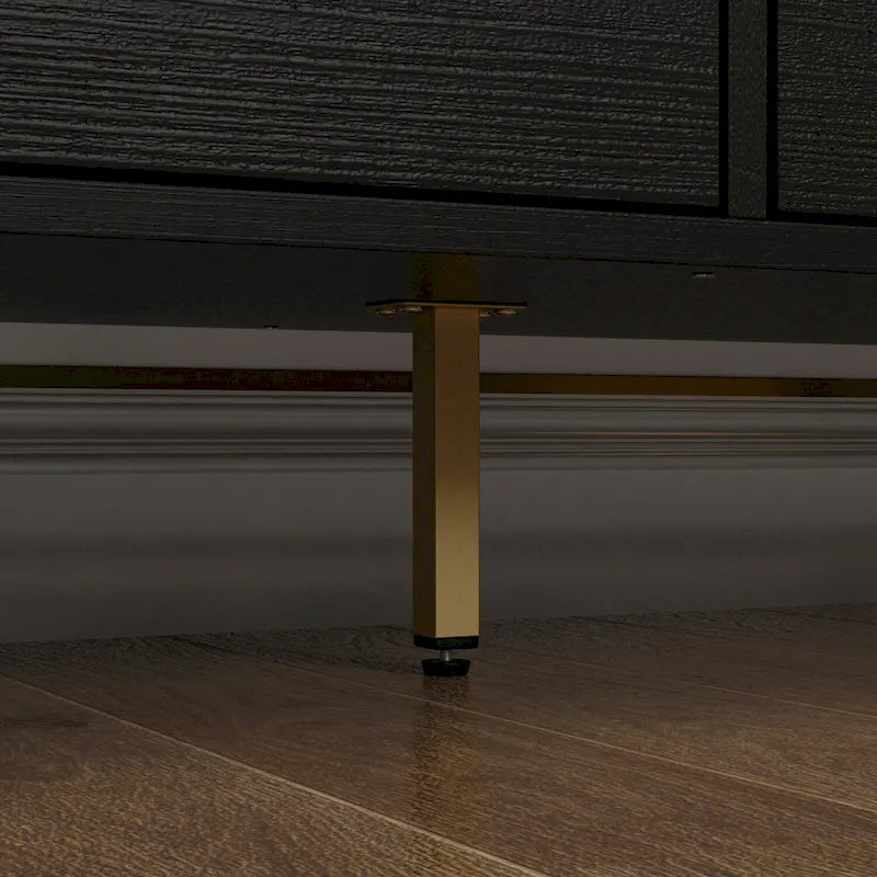 9-Drawer Dresser, Black/White, Gold Handles, for 1 Person