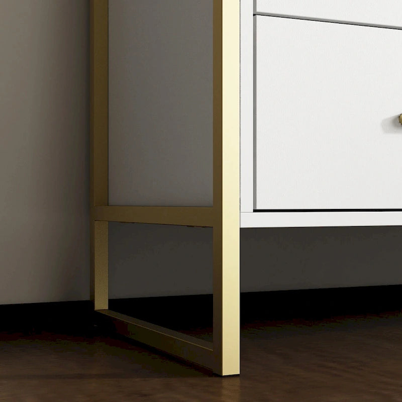 9-Drawer Dresser, Black/White, Gold Handles, for 1 Person