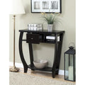 Espresso / Black Console Table with Drawer & Shelf, 1-Person Use