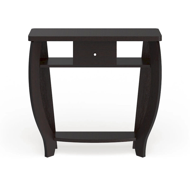Espresso / Black Console Table with Drawer & Shelf, 1-Person Use