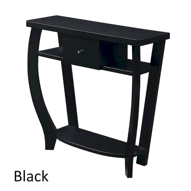 Espresso / Black Console Table with Drawer & Shelf, 1-Person Use