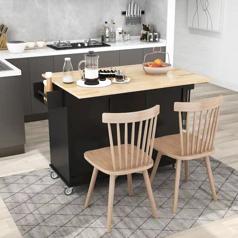Blue / White / Black / Grey Rolling Kitchen Island Cart with Foldable Drop-Leaf | 2-Person Assembly
