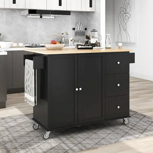 Carrello da Cucina Pieghevole con Ante a Ribalta Blu / Bianco / Nero / Grigio | Assemblaggio per 2 Persone