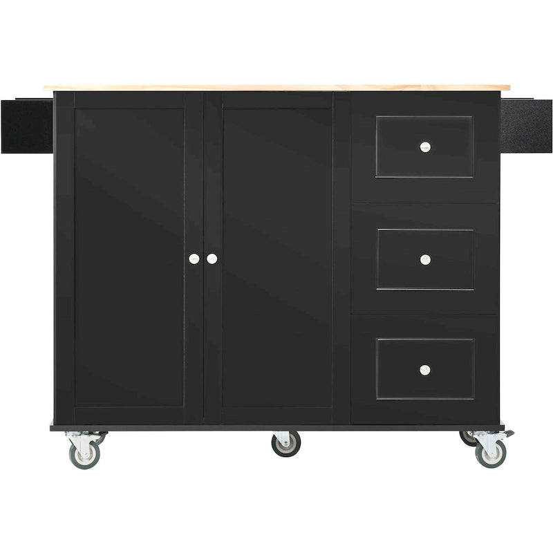 Blue / White / Black / Grey Rolling Kitchen Island Cart with Foldable Drop-Leaf | 2-Person Assembly